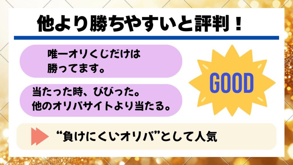 オリくじは他オリパより勝率が良いという口コミ画像