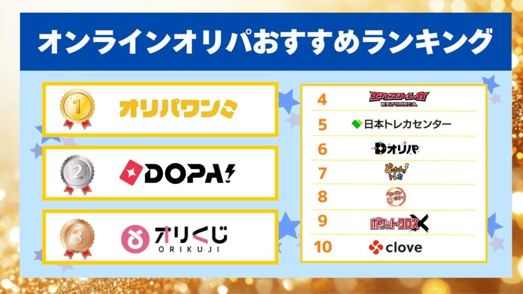 オンラインオリパおすすめランキング