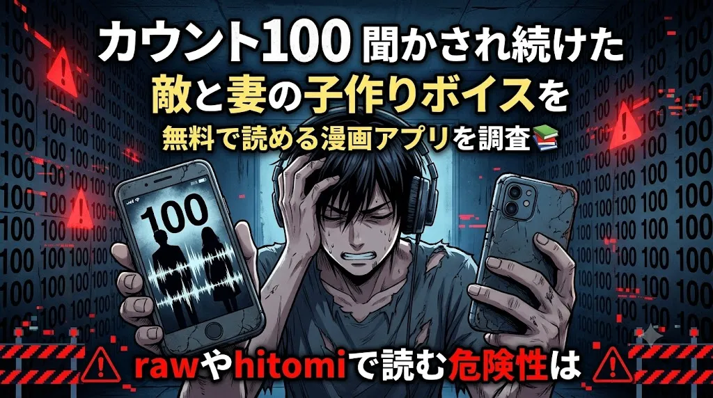 カウント100 聞かされ続けた敵と妻の子作りボイスを無料で読める漫画アプリを調査📚rawやhitomiで読む危険性は